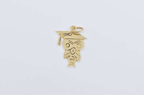 14K Owl Graduation Cap Scholar Graduate Wisdom Charm/Pendant Yellow Gold