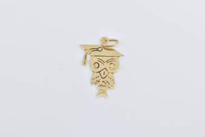 14K Owl Graduation Cap Scholar Graduate Wisdom Charm/Pendant Yellow Gold