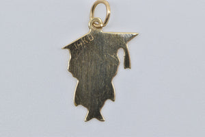 14K Owl Graduation Cap Scholar Graduate Wisdom Charm/Pendant Yellow Gold