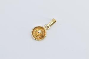 14K 3D Sombrero Vintage Traditional Mexican Hat Charm/Pendant Yellow Gold