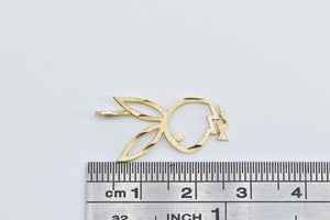 14K Diamond Cut Playboy Bunny Logo Symbol Charm/Pendant Yellow Gold