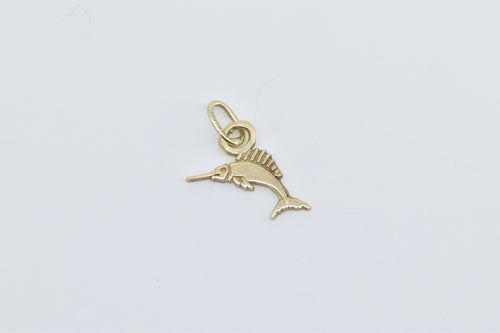 14K Marlin Fish Ocean Animal Fisherman Fishing Charm/Pendant Yellow Gold