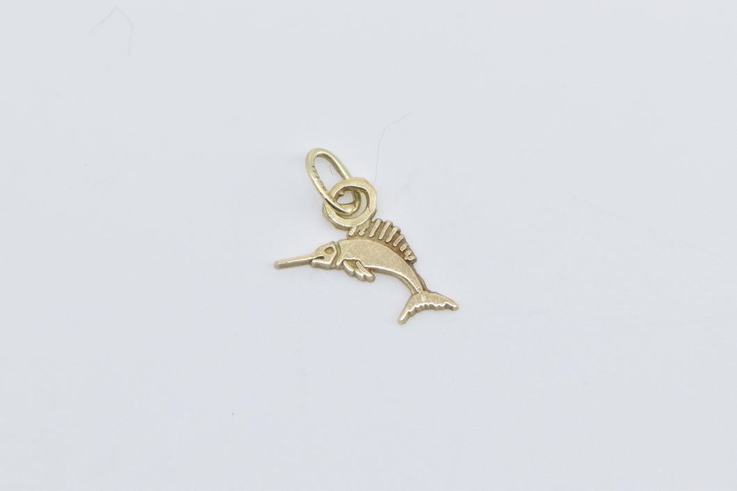 14K Marlin Fish Ocean Animal Fisherman Fishing Charm/Pendant Yellow Gold