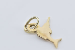 14K Marlin Fish Ocean Animal Fisherman Fishing Charm/Pendant Yellow Gold