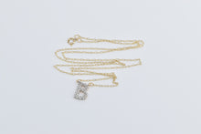 Load image into Gallery viewer, 10K Vintage Diamond B Letter Initial Monogram Necklace 18&quot; Yellow Gold