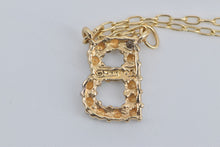 Load image into Gallery viewer, 10K Vintage Diamond B Letter Initial Monogram Necklace 18&quot; Yellow Gold