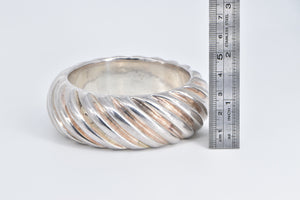 Sterling Silver Vintage Puffy Twist 1" Thick Wide Bangle Bracelet 7.75"