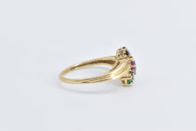 Load image into Gallery viewer, 14K Vintage Diamond Sapphire Ruby Emerald Flower Ring Yellow Gold