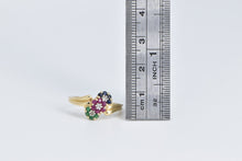 Load image into Gallery viewer, 14K Vintage Diamond Sapphire Ruby Emerald Flower Ring Yellow Gold