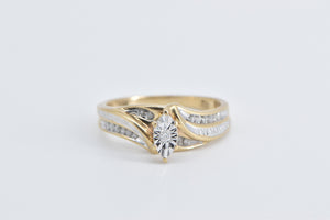 10K Vintage Diamond Classic Bypass Promise Ring Yellow Gold