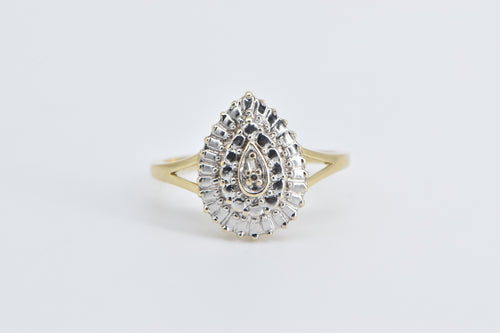 10K Vintage Diamond Accent Pear Tear Drop Fashion Ring Yellow Gold