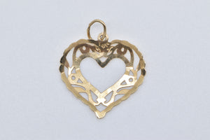 14K Filigree Heart Love Symbol Romantic Charm/Pendant Yellow Gold