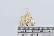 Load image into Gallery viewer, 14K #1 Number One Mom Mothers Day Heart Pendant Yellow Gold