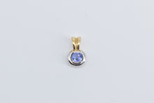 Load image into Gallery viewer, 14K Round Tanzanite Solitaire Two Tone Classic Pendant Yellow Gold