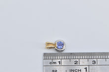 Load image into Gallery viewer, 14K Round Tanzanite Solitaire Two Tone Classic Pendant Yellow Gold