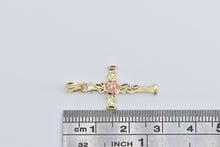 Load image into Gallery viewer, 14K Black Hills Rose Two Tone Flower Cross Charm/Pendant Yellow Gold