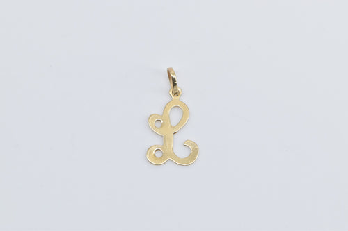 14K L Cursive Letter Monogram Initial Name Charm/Pendant Yellow Gold