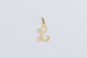 14K L Cursive Letter Monogram Initial Name Charm/Pendant Yellow Gold