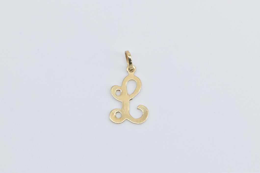 14K L Cursive Letter Monogram Initial Name Charm/Pendant Yellow Gold