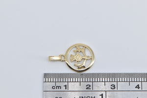 9K Thistle Endurance Strength Symbol Round Charm/Pendant Yellow Gold