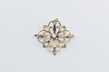 Load image into Gallery viewer, 14K Vintage Opal Seed Pearl Scroll Statement Pendant/Pin Yellow Gold