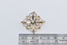 Load image into Gallery viewer, 14K Vintage Opal Seed Pearl Scroll Statement Pendant/Pin Yellow Gold