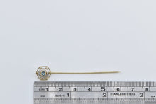 Load image into Gallery viewer, 14K Art Deco Blue Topaz Two Tone Ornate Stick Pin Yellow Gold