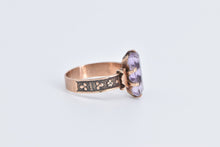 Load image into Gallery viewer, 14K Victorian Ornate Amethyst Floral Statement Ring Yellow Gold