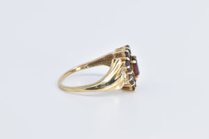 10K Oval Pink Tourmaline Amethyst Halo Diamond Ring Yellow Gold