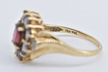 Load image into Gallery viewer, 10K Oval Pink Tourmaline Amethyst Halo Diamond Ring Yellow Gold