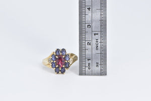 10K Oval Pink Tourmaline Amethyst Halo Diamond Ring Yellow Gold