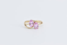 Load image into Gallery viewer, 10K Pink Sapphire Oval Two Stone Vintage Bypass Ring Yellow Gold