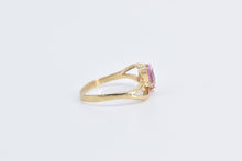 Load image into Gallery viewer, 10K Pink Sapphire Oval Two Stone Vintage Bypass Ring Yellow Gold