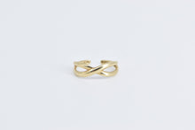 Load image into Gallery viewer, 10K Criss Cross X Twist Open Back Toe Ring Yellow Gold