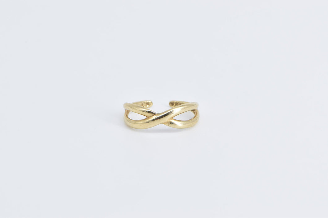 10K Criss Cross X Twist Open Back Toe Ring Yellow Gold