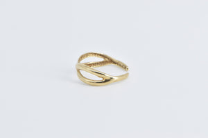 10K Criss Cross X Twist Open Back Toe Ring Yellow Gold