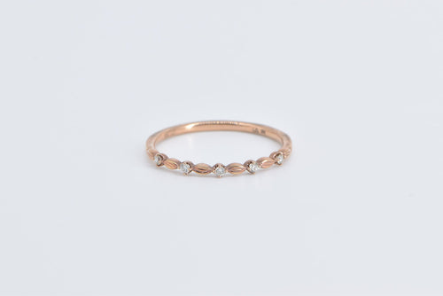 14K Diamond Scalloped Stacking Wedding Band Ring Rose Gold