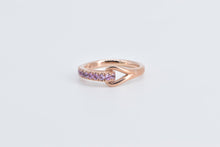 Load image into Gallery viewer, 10K Pink Sapphire Knot Loop Design Fashion Band Ring Rose Gold