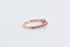 10K Pink Sapphire Knot Loop Design Fashion Band Ring Rose Gold