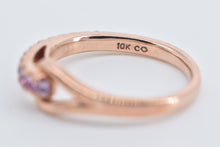 Load image into Gallery viewer, 10K Pink Sapphire Knot Loop Design Fashion Band Ring Rose Gold