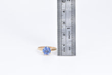 Load image into Gallery viewer, 10K 1960&#39;s Round Syn. Sapphire Raised Solitaire Ring Yellow Gold