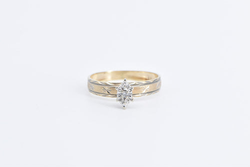 10K Vintage Diamond Diamond Cut Promise Ring Yellow Gold