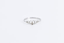 Load image into Gallery viewer, 10K Diamond Inset Scalloped Heart Love Symbol Ring White Gold