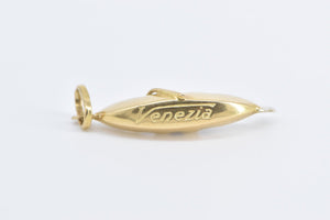 18K 3D Venice Italy Venezia Gondola Canal Boat Charm/Pendant Yellow Gold