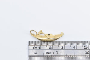 18K 3D Venice Italy Venezia Gondola Canal Boat Charm/Pendant Yellow Gold