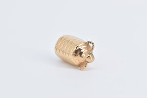 18K 3D Wine Cask Bottle Handled Jug Charm/Pendant Yellow Gold