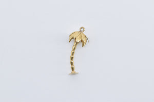 18K 3D Vintage Palm Tree Tropical Beach Motif Charm/Pendant Yellow Gold