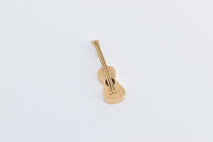 18K 3D Guitar String Vintage Music Instrument Charm/Pendant Yellow Gold