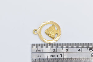 18K Tree of Life Vintage Round Diamond Cut Charm/Pendant Yellow Gold