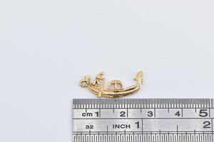 18K Gondola Venice Italy Canal Boat Travel Charm/Pendant Yellow Gold